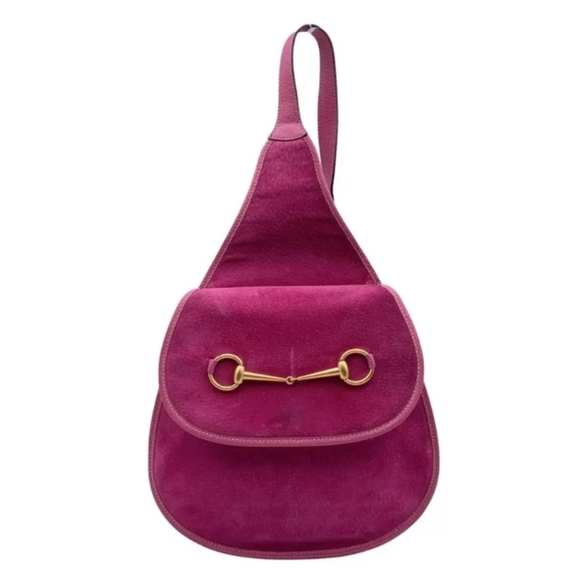 Gucci Magenta Backpack with  Gold Horsebit Design - Picture 1 of 7